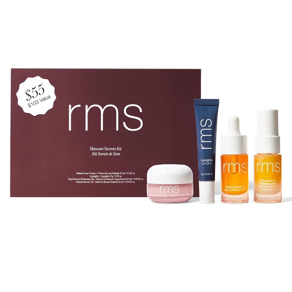 RMS Beauty Women's Skincare Secrets Set RMS Beauty Skincare Secrets Kit - Skin Care Set Kakadu Beauty Oil Kakadu Luxe Cream SuperSerum Hydrating Mist & Lipnights Lip Mask Beauty Present Sets