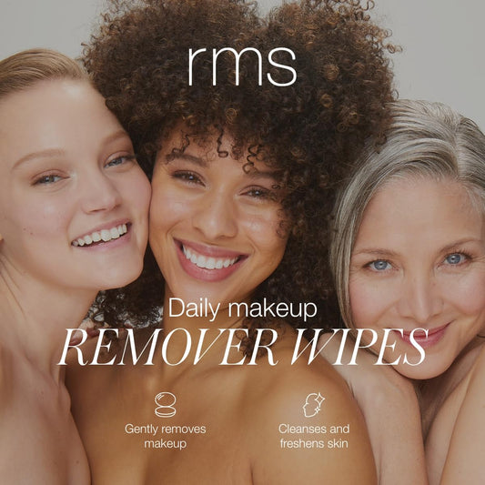 RMS Beauty Makeup Remover Wipes – Gentle, Hypoallergenic Facial Cleansing Towelettes with Nourishing Ingredients, Effective for All Skin Types, Travel-Friendly, 30 Count Pack