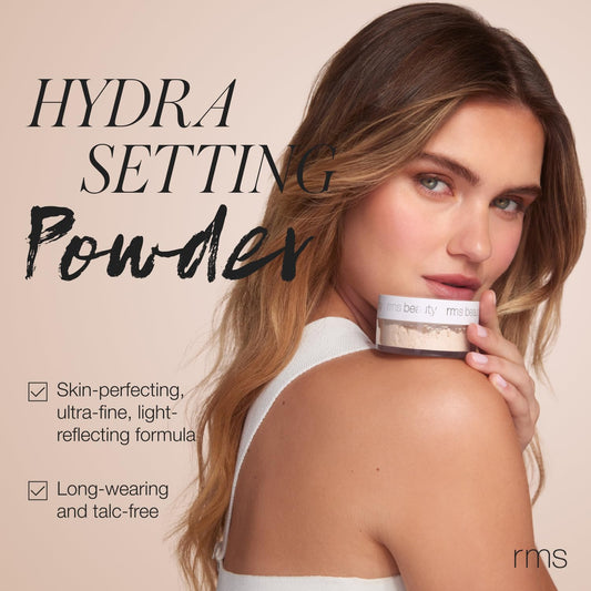 RMS Beauty Hydra Setting Powder – Hydrating Translucent Loose Powder, Lightweight Matte Finish, Oil Control, Natural Radiance, Long-Lasting Makeup Lock, 0.21 oz