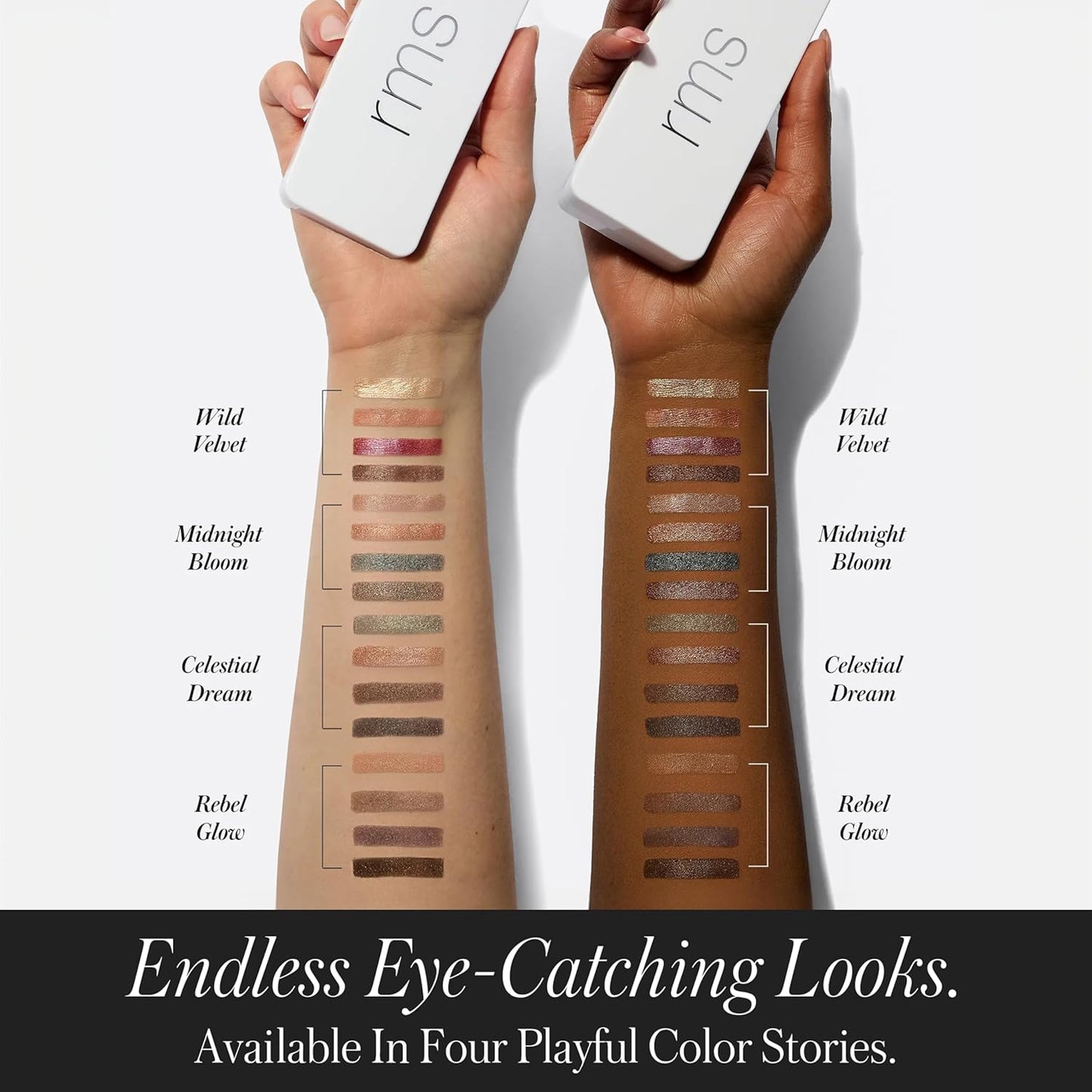 RMS Beauty Eyelights Eye Shadow Palette – Talc-Free Gel-to-Powder Eyeshadow – 4 Richly Pigmented Shades with Buriti Oil – Multi-Finish Matte, Satin & Metallic – 0.17 oz